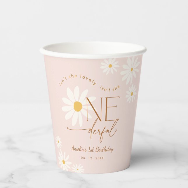 Vasos De Papel No Es UNA maravillosa Daisy Cumpleaños 1 (Anverso)