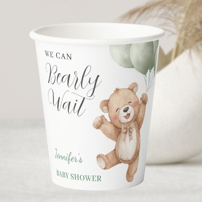 Vasos De Papel No Podemos Esperar Más Fiesta de Bebé de Osito Ted (Subido por el creador)