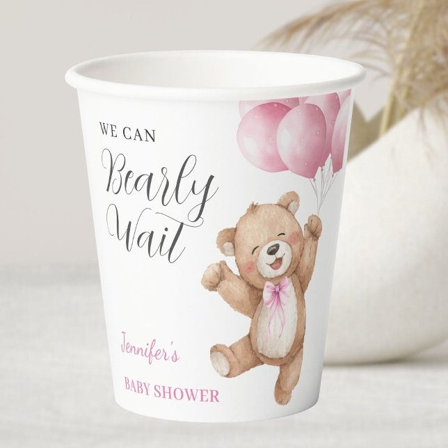 Vasos De Papel No Podemos Esperar Más Niña Oso de Peluche Baby Sh (Subido por el creador)