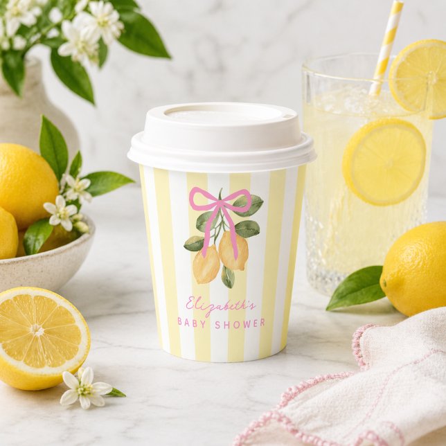 Vasos De Papel No podemos esperar para abrazarte Fiesta de Bebé L (We Can't Wait to Squeeze You Lemon Baby Shower Paper Cups)