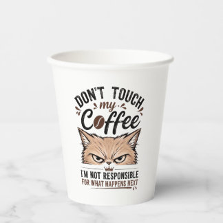 Vasos De Papel No Toques Mi Café Gato Gruñón Camiseta Divertida