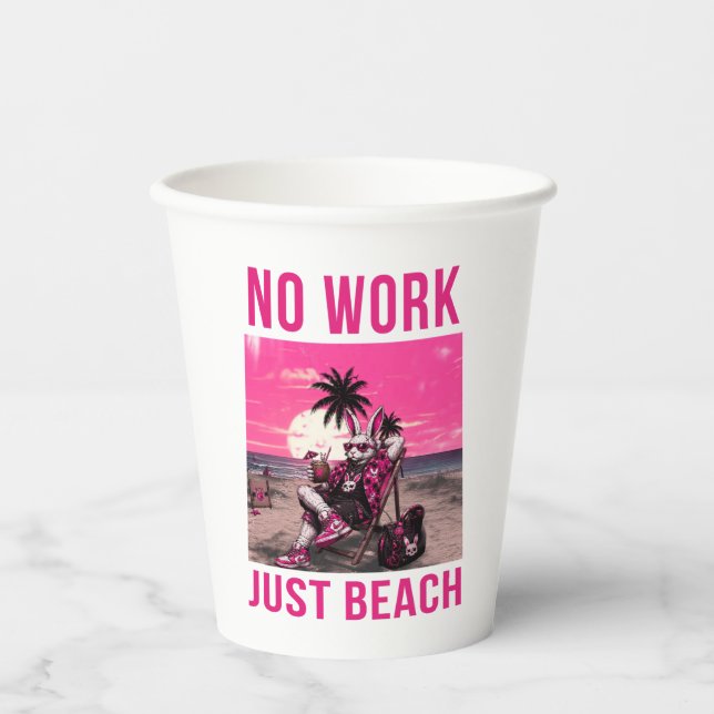 Vasos De Papel No Trabajo Solo Playa (Anverso)