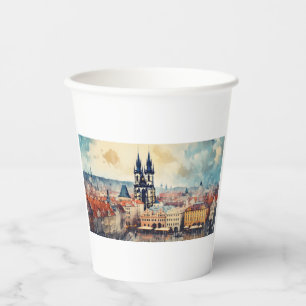 Vasos De Papel Noche de Praga en la República Checa