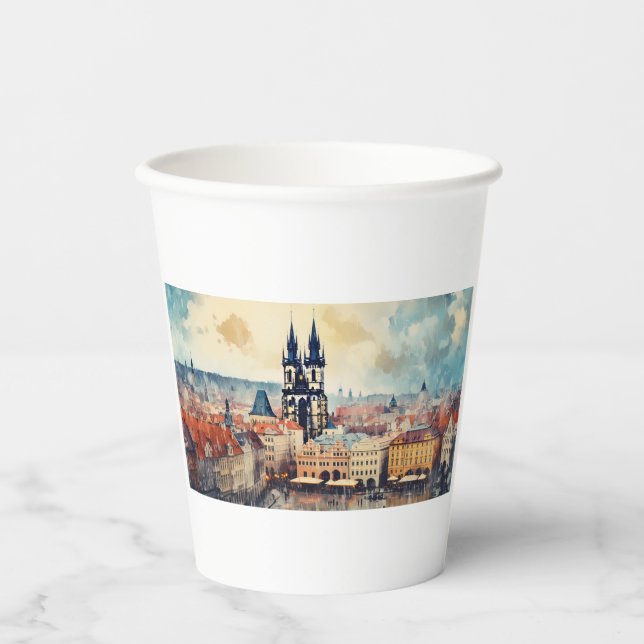 Vasos De Papel Noche de Praga en la República Checa (Anverso)