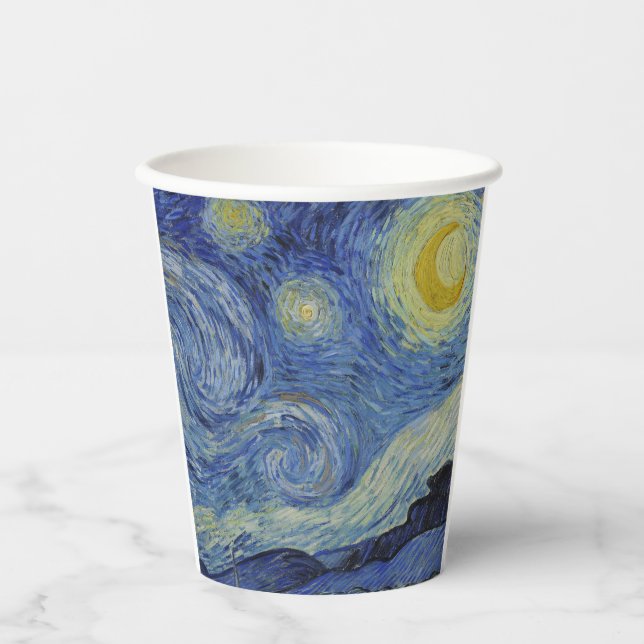 Vasos De Papel "Noche estrellada" por Van Gogh (Anverso)