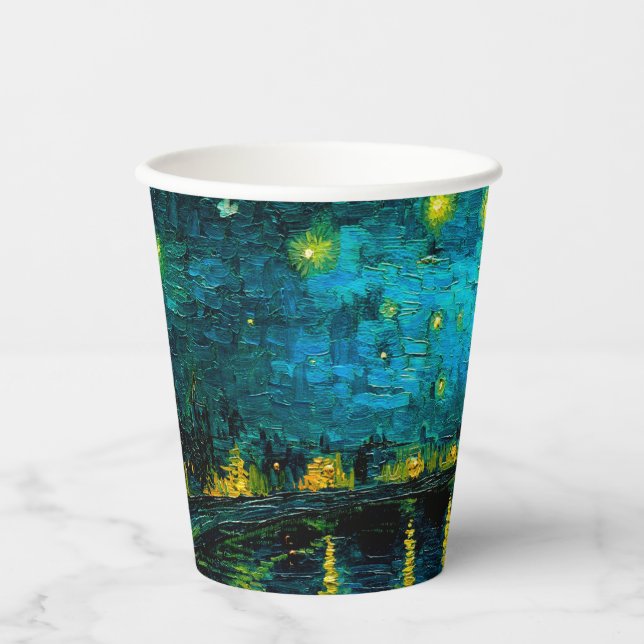 Vasos De Papel Noche Van Gogh Starry sobre el Ródano (Anverso)