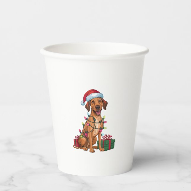Vasos De Papel Noches iluminando Santa Hat Thai Ridgeback Dog Nav (Anverso)
