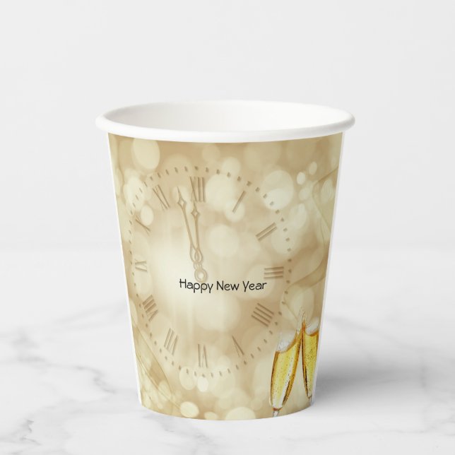 Vasos De Papel Nochevieja con gafas de champán (Anverso)