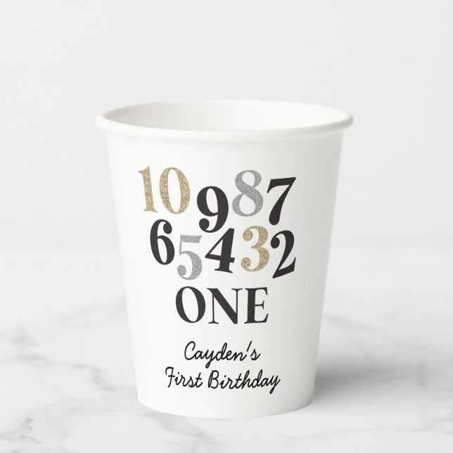 Vasos De Papel Nochevieja Cumpleaños Primero (Anverso)