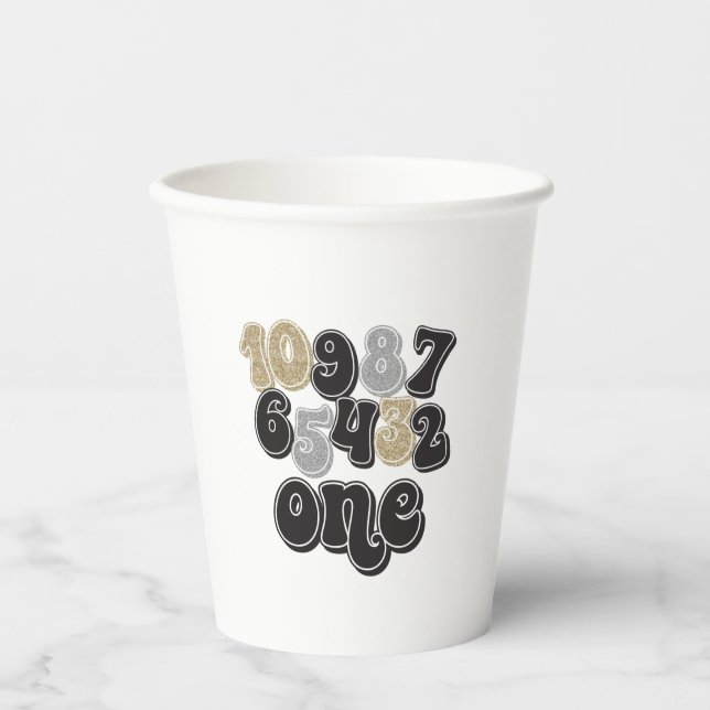 Vasos De Papel Nochevieja Cumpleaños Primero Contando (Anverso)