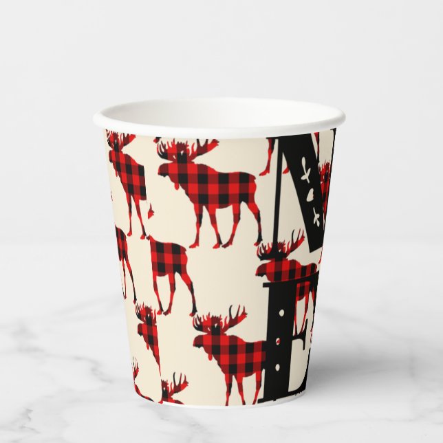 Vasos De Papel Noel Buffalo Moose Plantado (Anverso)