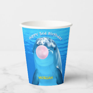 Vasos De Papel Nombra de delfín lindo de cumpleaños