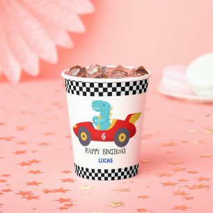 Vasos De Papel Nombramiento de niño rojo del coche de carreras de