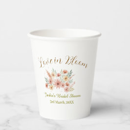 Vasos De Papel Nombre de despedida de soltera boho naranja retro 