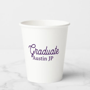Vasos De Papel nombre de graduación morado simple minimalista ele