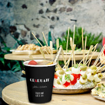 Nombre de graduación rojo blanco minimalista negro