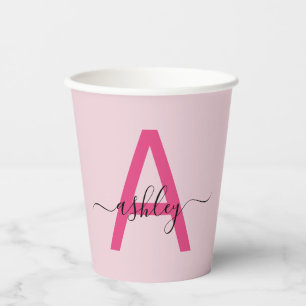 Vasos De Papel Nombre de monograma femenino con letra script mode