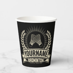 Vasos De Papel Nombre del jugador de Badminton personalizado Racq