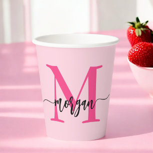 Vasos De Papel Nombre del Monograma de Giro de Guión Moderno Cali