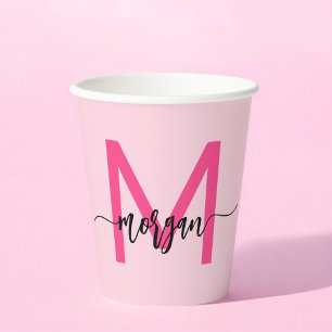 Vasos De Papel Nombre del Monograma de Giro de Guión Moderno Cali