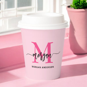 Vasos De Papel Nombre del Monograma de Giro de Guión Moderno Cali