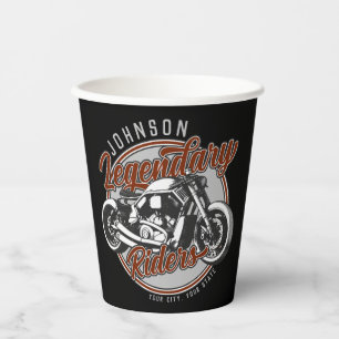 Vasos De Papel NOMBRE del motociclista legendario personalizado