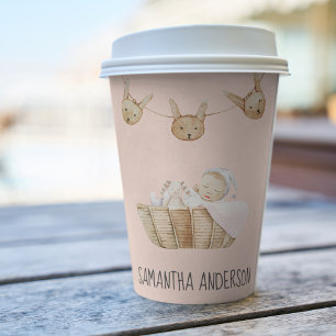 Vasos De Papel Nombre del niño rosado del Pastel de Belleza Moder
