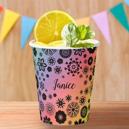 Vasos De Papel Nombre del personalizable Cute Girly Floral Guay R