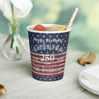 Vasos De Papel Nombre || Feliz cumpleaños América 250 años bander