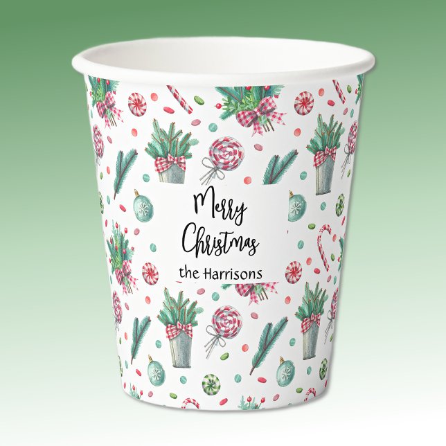 Vasos De Papel Nombre, Feliz Navidad Ferinos Ornamentos Candy 8 o (Subido por el creador)