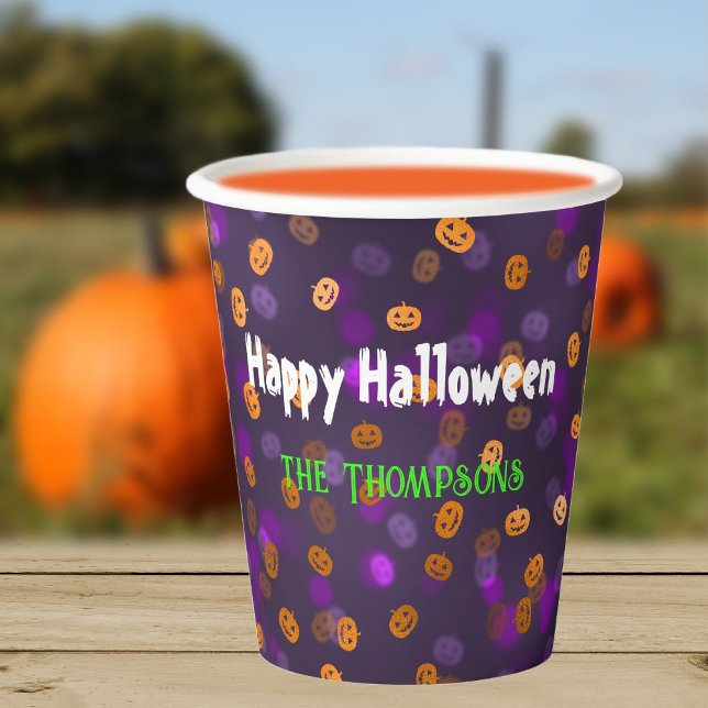 Vasos De Papel Nombre, Happy Halloween Smimpkins Bokeh 8oz (Subido por el creador)