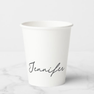 Vasos De Papel Nombre minimalista moderno en gris y blanco con le