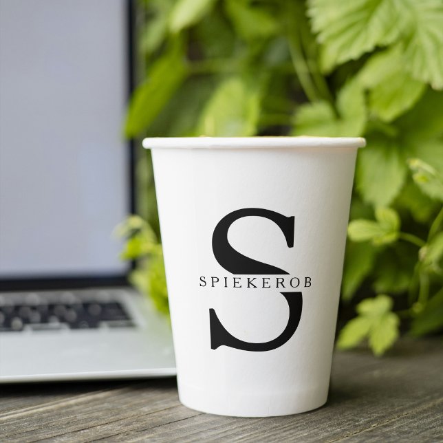 Vasos De Papel Nombre Minimalista moderno personalizado negro (Subido por el creador)