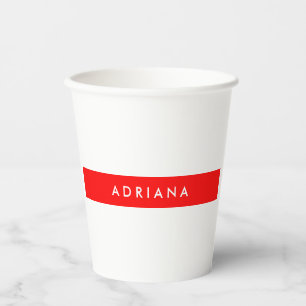 Vasos De Papel Nombre Minimalista profesional de color rojo claro