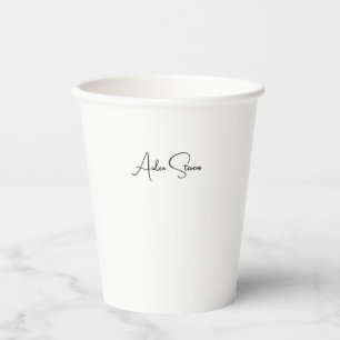 Vasos De Papel Nombre minimalista simple y elegante en negro y bl