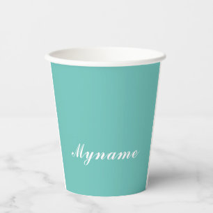 Vasos De Papel Nombre moderno minimalista chic Light Teal