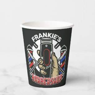 Vasos De Papel NOMBRE personalizado Barbería de retro de barbería