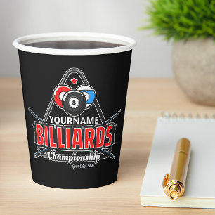 Vasos De Papel NOMBRE Personalizado Billiards 8 Ball Pool Cue Rac