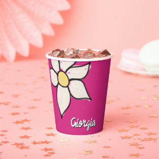 Vasos De Papel Nombre personalizado caprichosa margarita floral b