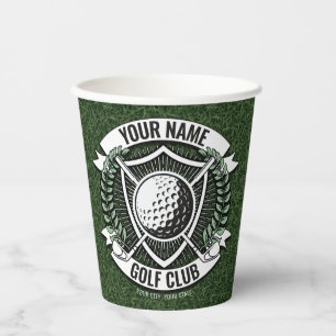 Vasos De Papel NOMBRE personalizado Club de Golf Golf Club Turf C