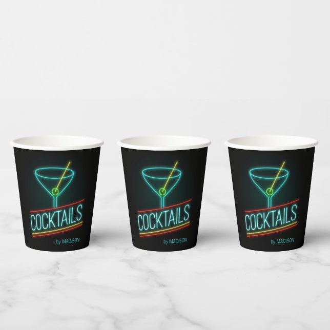 Vasos De Papel Nombre personalizado COCTAILS (Multi)