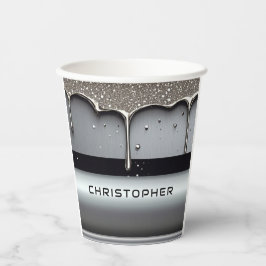Vasos De Papel Nombre personalizado con metal líquido que gotea