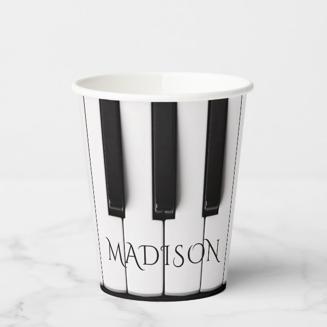 Vasos De Papel Nombre personalizado de Piano Keys (Izquierda)