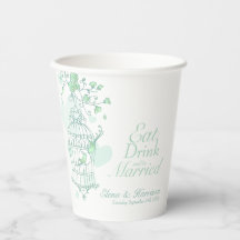 Nombre personalizado del boda de jaulas verde y bl