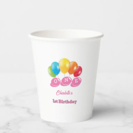 Vasos De Papel Nombre personalizado del Chica del primer cumpleañ