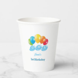 Vasos De Papel Nombre personalizado del niño de primer cumpleaños