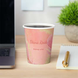 Vasos De Papel Nombre personalizado del purpurina oro rosa