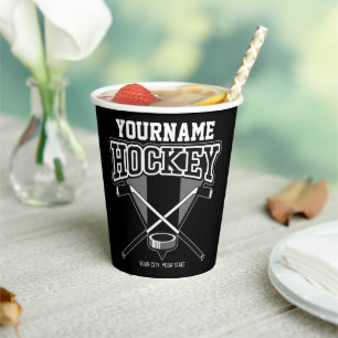 Vasos De Papel NOMBRE personalizado Jugador de hockey Equipo de p