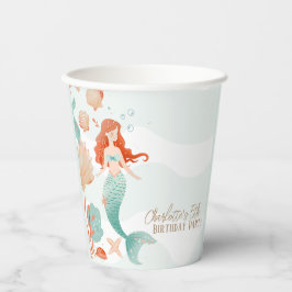 Vasos De Papel Nombre personalizado Mermaid Bash Cuadros de papel