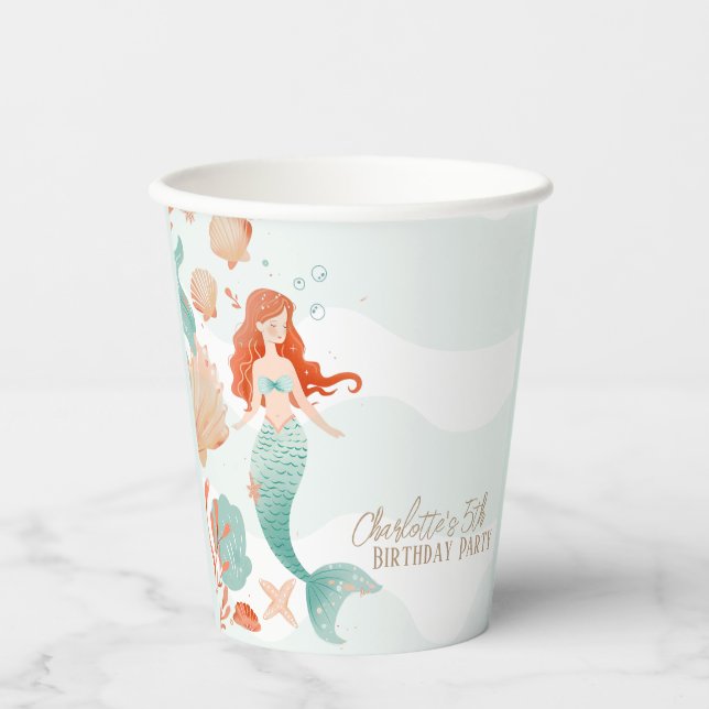 Vasos De Papel Nombre personalizado Mermaid Bash Cuadros de papel (Anverso)